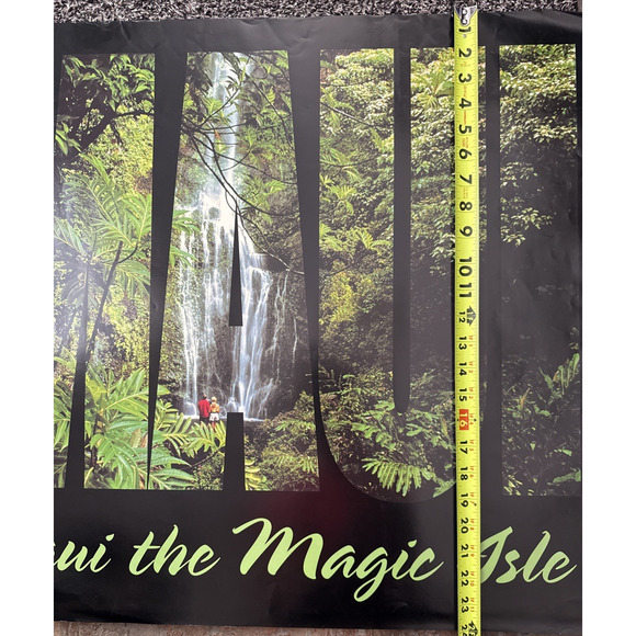 Vintage Maui Hawaii Poster The Magic Isle 28" x 24" Hawaiian Waterfall Tourism - Picture 5 of 6